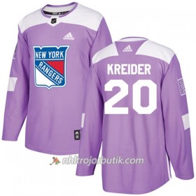 Män Ishockey New York Rangers Tröja Chris Kreider 20 Adidas 2017-2018 Lila Fights Cancer Practice Authentic